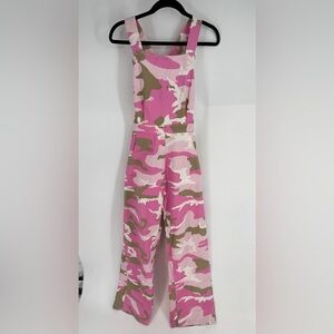 ME Melody Eshani Streetwear Y2K Pink and Green Camouflage Baggy Overalls
